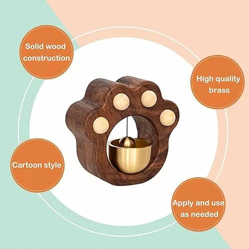 Miniatura 6 de Wood Doorbell Kawaii Cat Paw Doorbell Wind Chime Wireless Entrance Door Bell Windbell For Door Opening Room Decor Cat Footprints Walnut Ring Bell