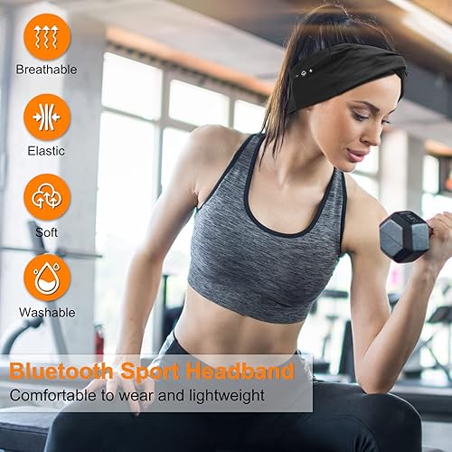 Miniatura 4 de Auriculares con diadema para mujer, diadema inalámbrica Bluetooth con altavoces finos para entrenamiento, correr, yoga, tareas domésticas, regalos