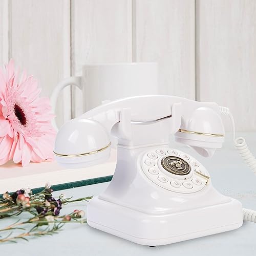 Miniatura 7 de Teléfono fijo vintage, teléfono retro con cable con botón y redireccionamiento, teléfono clásico para oficina en casa, escuela, hotel, escritorio