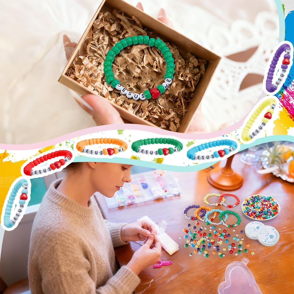 EVERJOYCRAFT 977pcs Rainbow Jesus Friendship Bracelet Jewelry Making Kit image 5