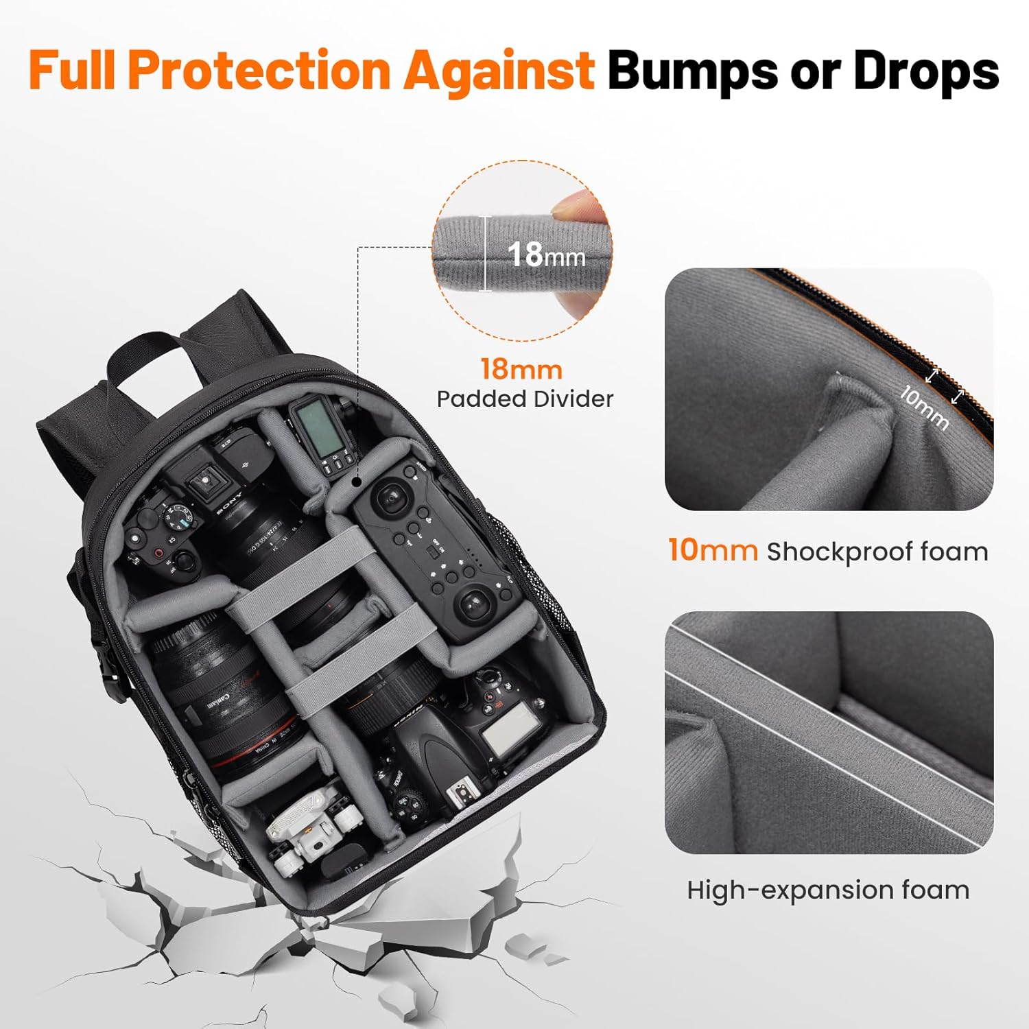 Cwatcun Camera Backpack Bag Professional for SLR DSLR Mirrorless Camera Waterproof Camera Case Compatible with Sony Canon Nikon Camera and Lens Tripod Accessories (Ⅱ Small Black)