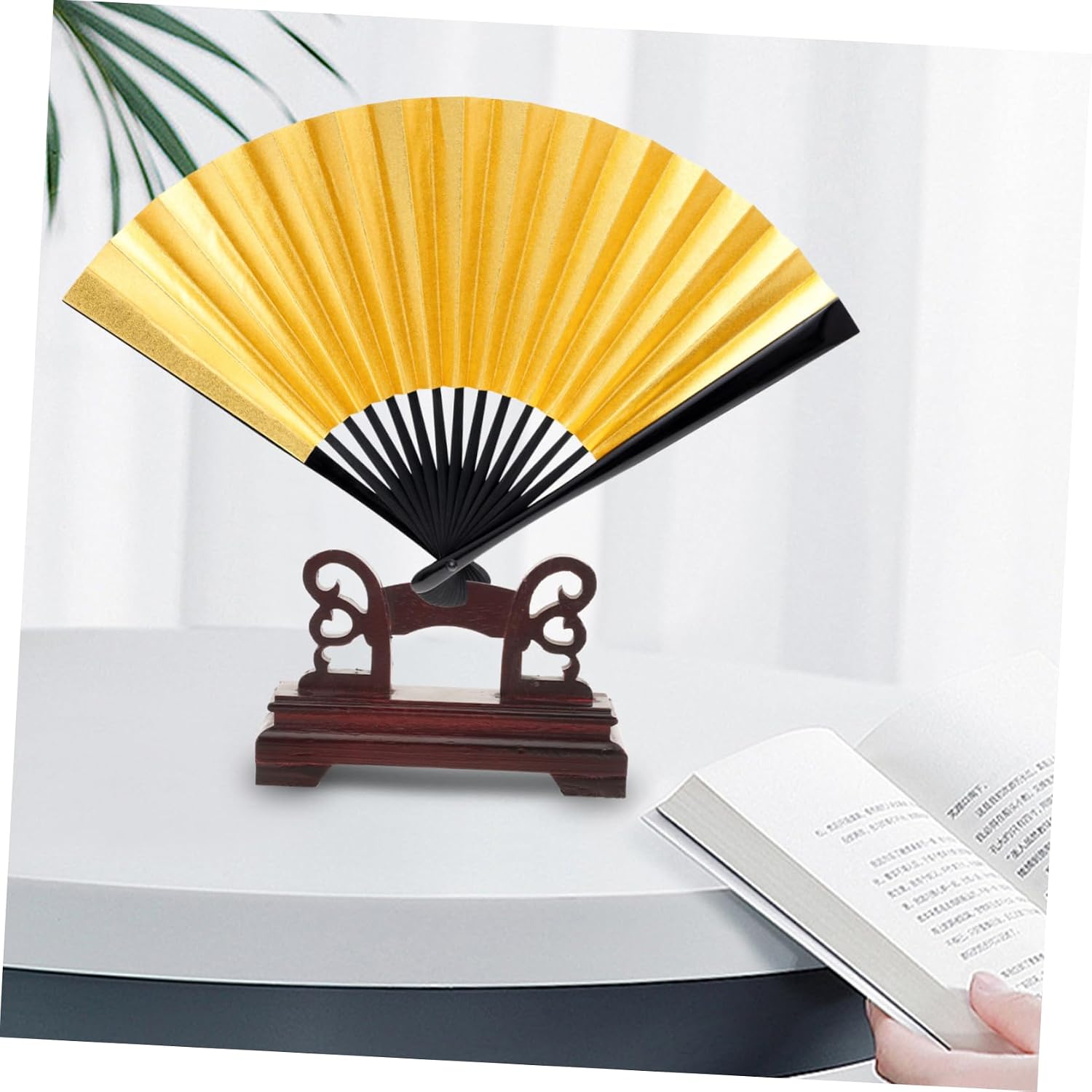 Wood Fan Holder Folding Fan Display Base for Xmas Gallery image 2