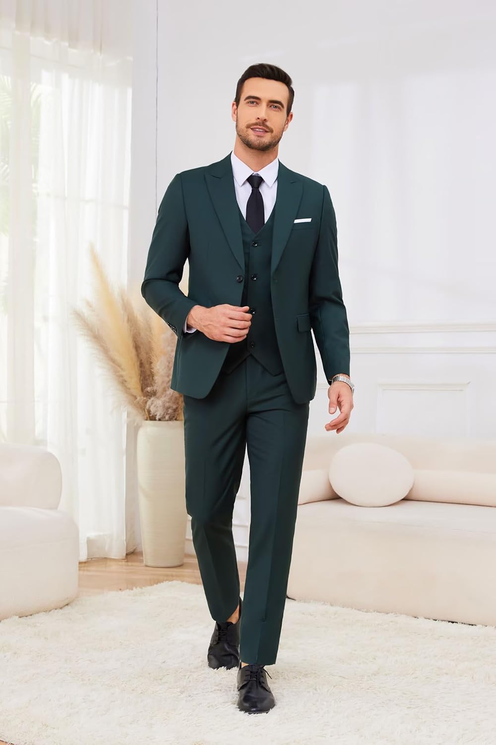 Wangyue Men's Suits 3 Piece Slim Fit Wedding Suits for Men Formal Business Suit Party Prom Tuxedo - Image 7