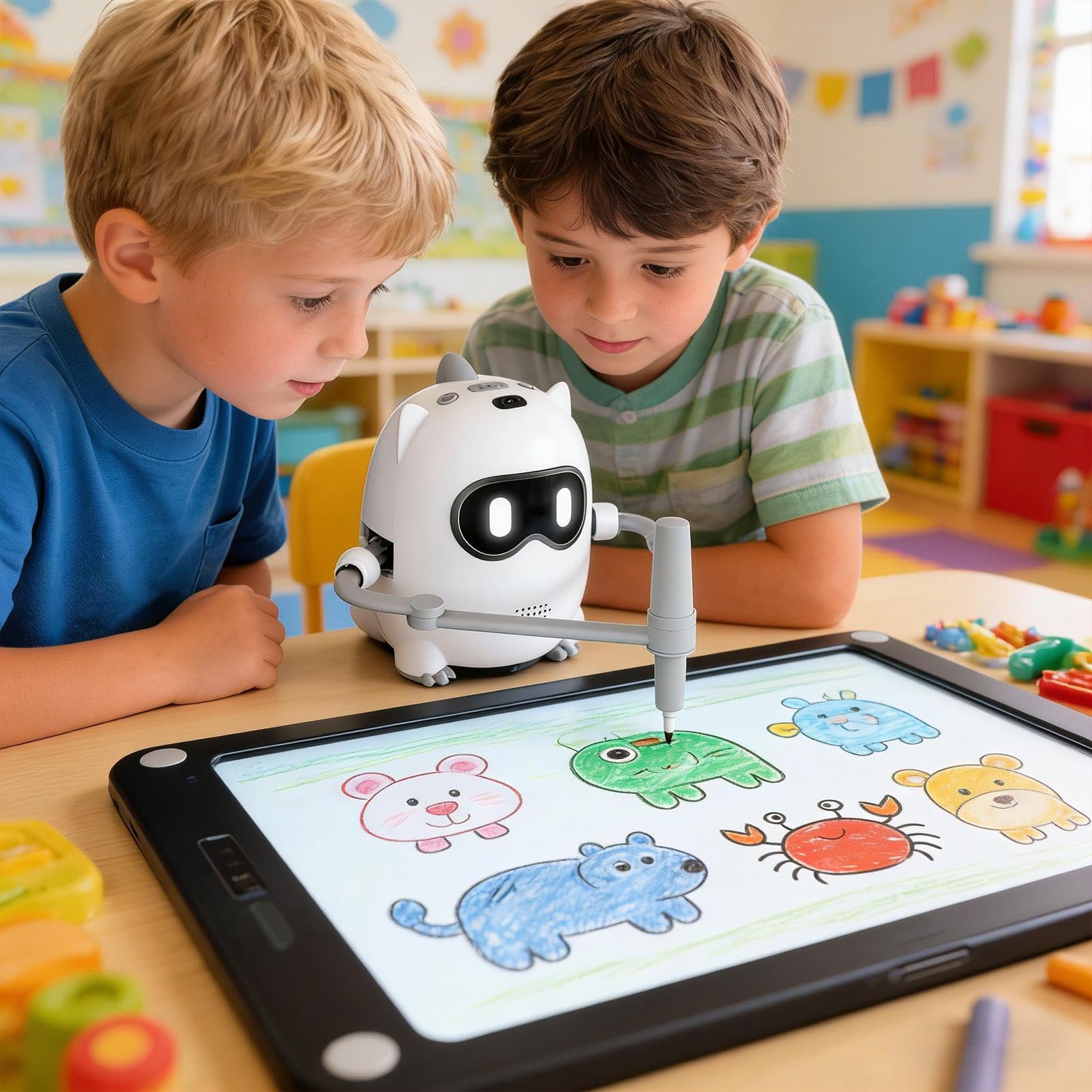 Robot De Dibujo para Niños Materiales Interactivos Educativos Inteligentes | Proyector De Doodle De Descubrimiento Para Aula Hogar Parque Tiempo En Familia Exterio