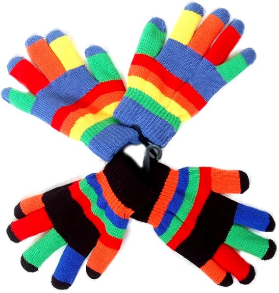 Kids Winter Magic Gloves, 2 Pairs Of Stetch Lined Gloves [For Children