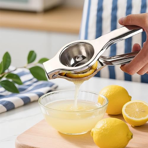 Exprimidor manual de limón de acero inoxidable, prensa de cítricos de mano, exprimidor de frutas resistente para uso en naranja lima y cocina