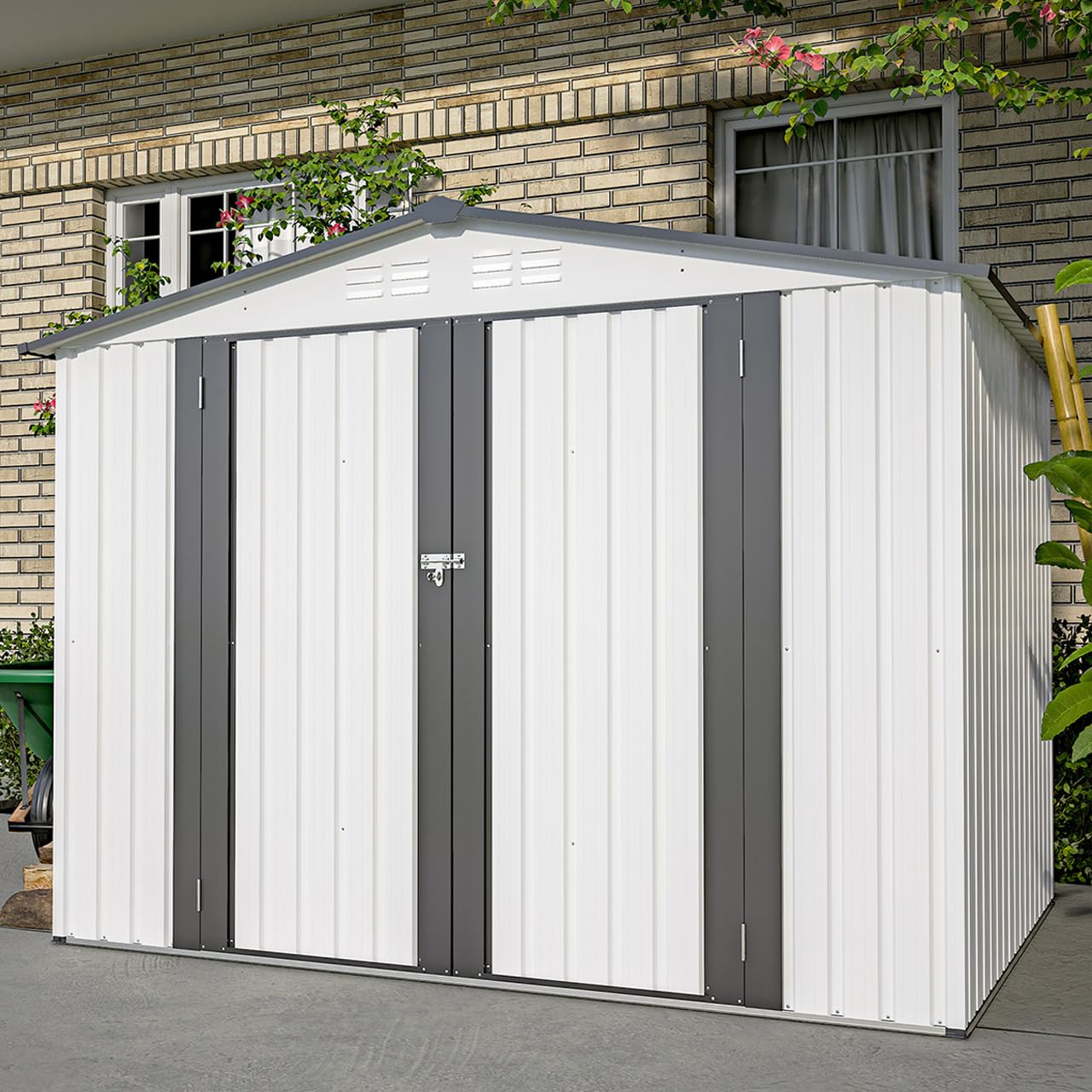Outdoor Storage Shed - 8x6 FT Metal Shed with Lockable Door, Perfect for Garden Tools