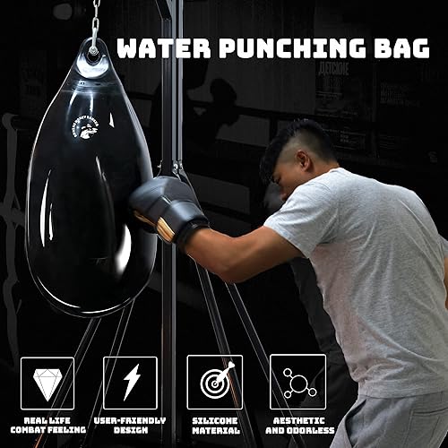 Miniatura 2 de Bolsa pesada de perforación de agua de 2ª generación sin costuras, antifugas, 110 libras, para adultos, bolsa de agua de boxeo resistente