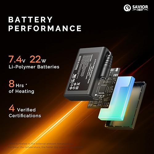 Miniatura 6 de SAVIOR HEAT Guantes térmicos para hombre, guantes térmicos finos de 10 segundos, calentamiento rápido, 8 horas, 7.4 V, 2200 mAh, batería ultrafina y