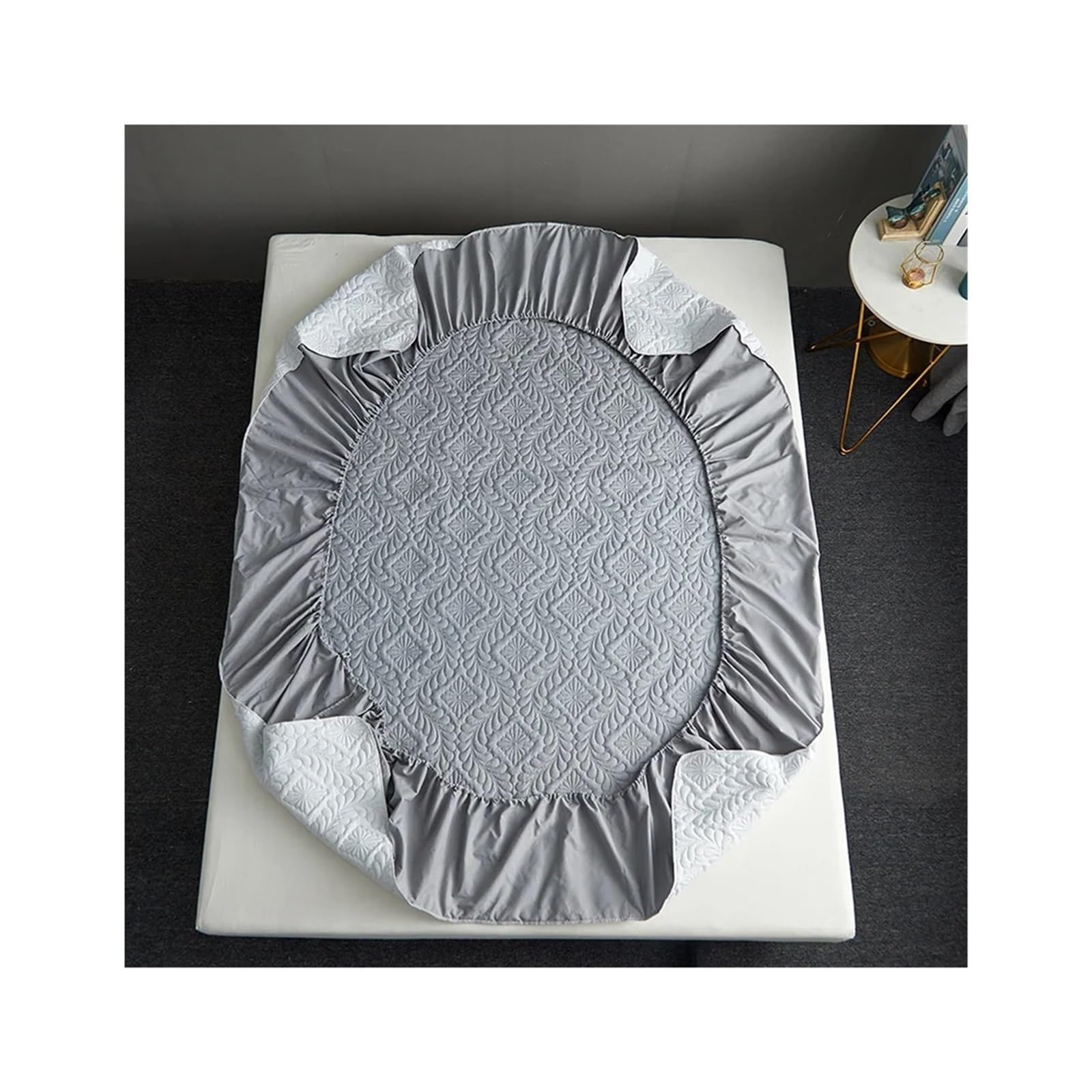 Funda de Colchón Impermeable Funda De Colchón Impermeable Moda, Sábana Ajustable Acolchada 140 X 200 Y 160, Protector Color Liso, Cama Sin Almohada(Gray,160x200x30cm)