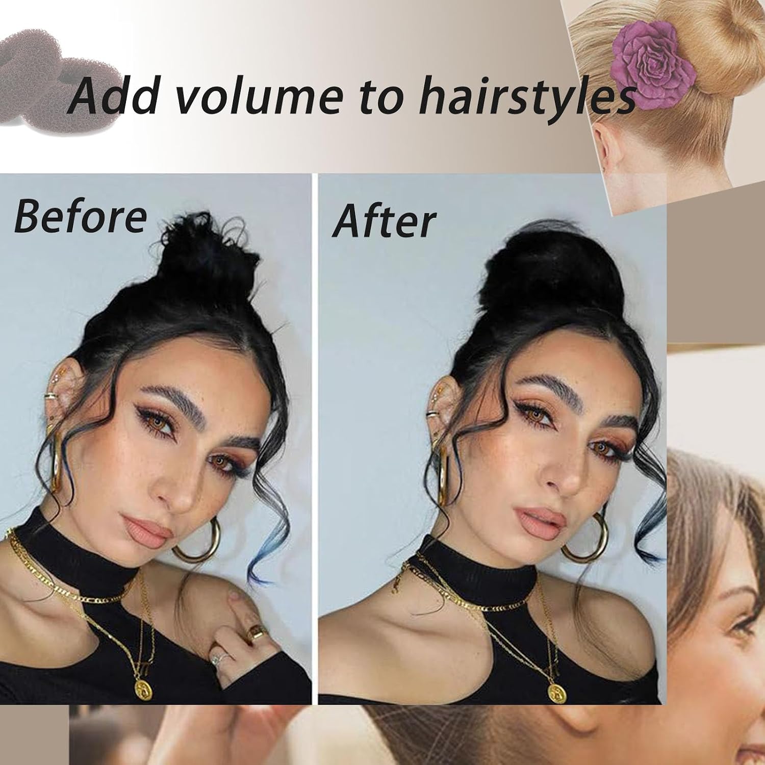 12 Pcs Hair mesh for updos Hair Bun Maker Donut, Large Hair Donuts for Buns Ring Style Ballet Hair Bun Hair Accessories Bulk Sock Bun,hair buns