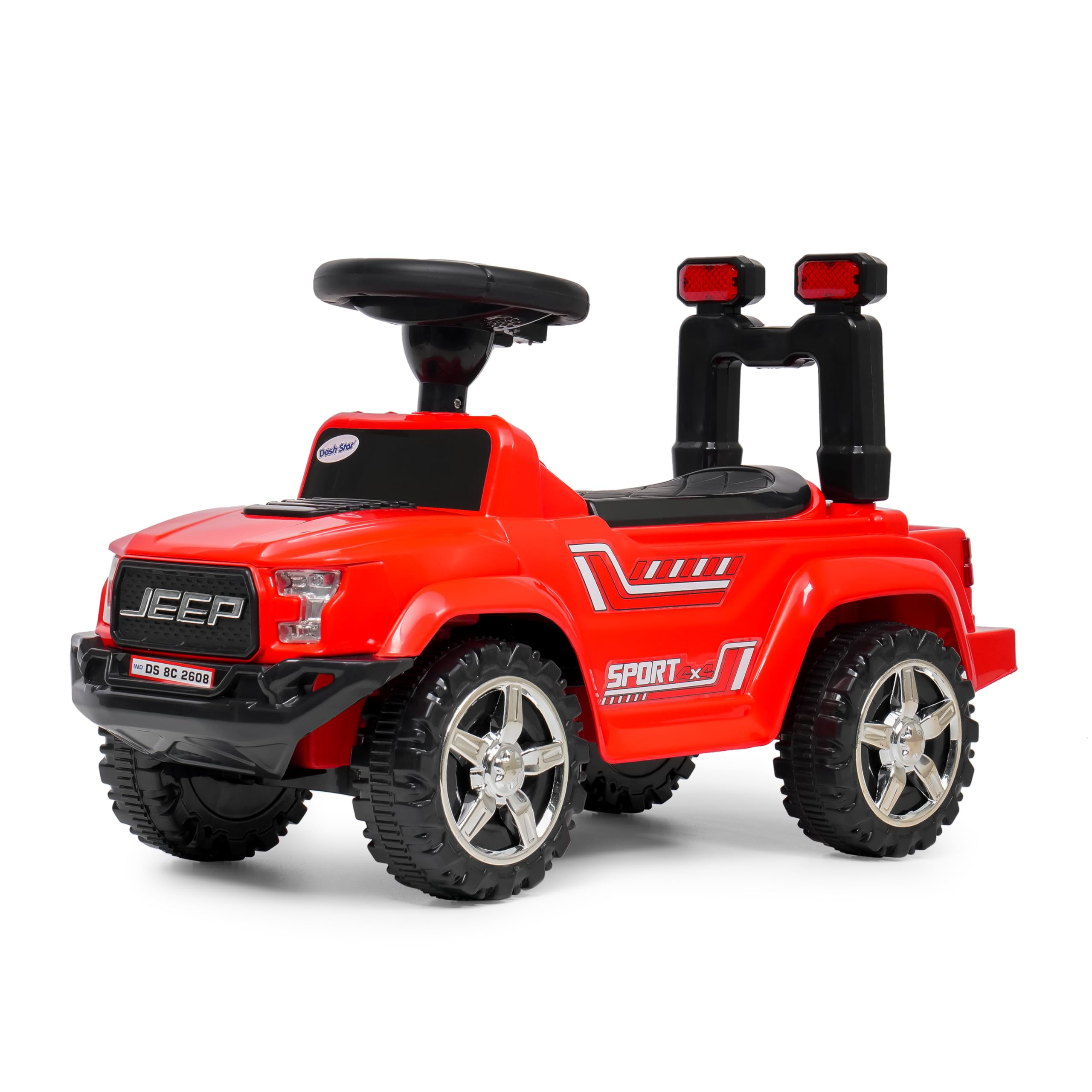 JoyRide Joyride X-Trial Rider 4x4 Ride on Jeep for Kids with Music & Horn Steering with Backrest Jeep Non Battery Operated Ride On (RED)