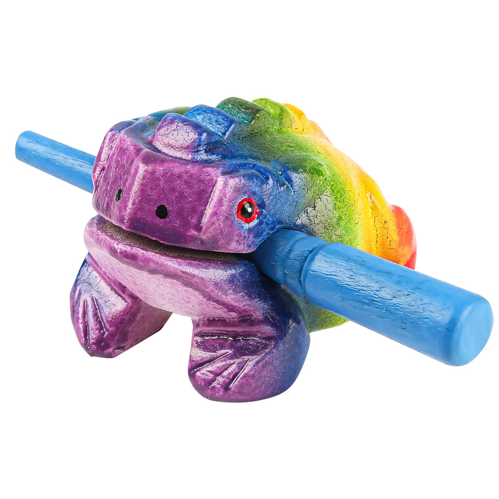 Guiro-Raspelinstrument aus Holz, 8,9 cm, Motiv: Frosch, Percussion, Musik-Tonblock-Bastelhandwerk (Regenbogenfarben)