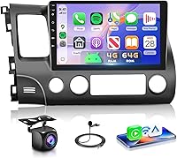 Vista 10 de Podofo Radio para Honda Civic 2006 2007 2008 2009 2010 2011 Estéreo de Coche con CarPlay Inalámbrico Android Auto, Pantalla Táctil de 10.1 Pulgadas
