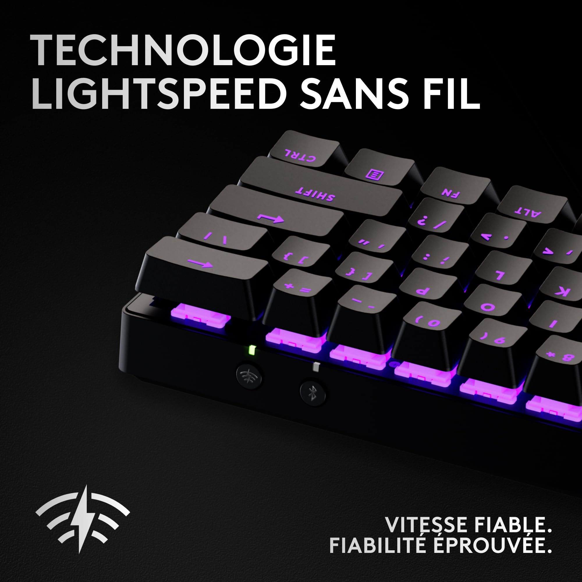Logitech G Pro X 60 Lightspeed, Clavier Gaming sans Fil, mécanique Compact TKL 60 pour Cent, LIGHTSYNC RVB, Touches en PBT Double Couche, switchs tactiles GX optiques, Windows PC, AZERTY FR - Noir