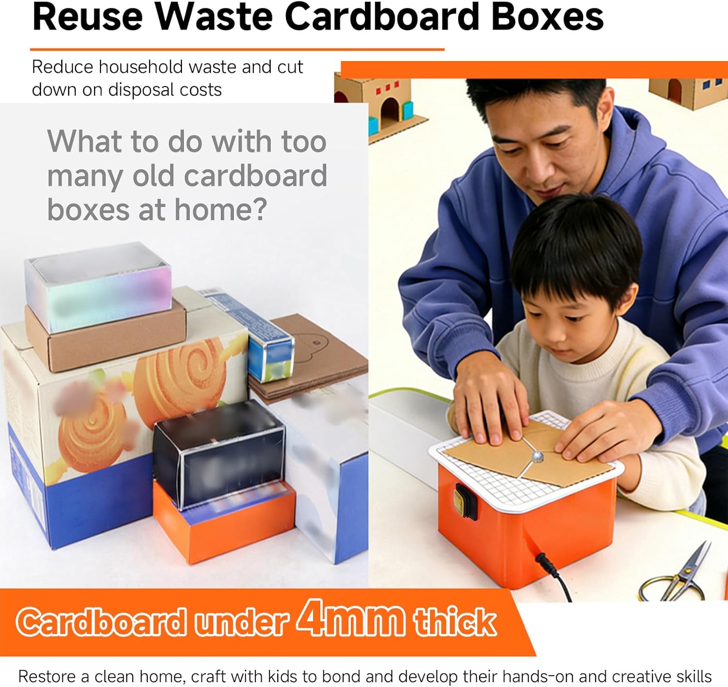 Diydeg Cardboard Cutter for Kids, Safe Power Cardboard Construction Tool Kit with Scrap Drawer, STEM STEAM Educational Toy for Boys and Girls Ages 5+, Creativity Projects 3D Model (US)