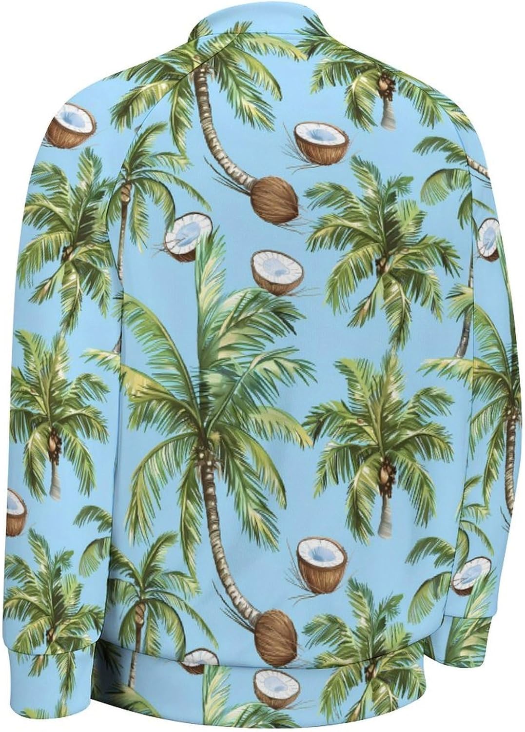 Coconut Tree Beach Palm Tree Novelty Men's Baseball Jackets Causal Sweatshirt Button Top Long Sleeve Coat