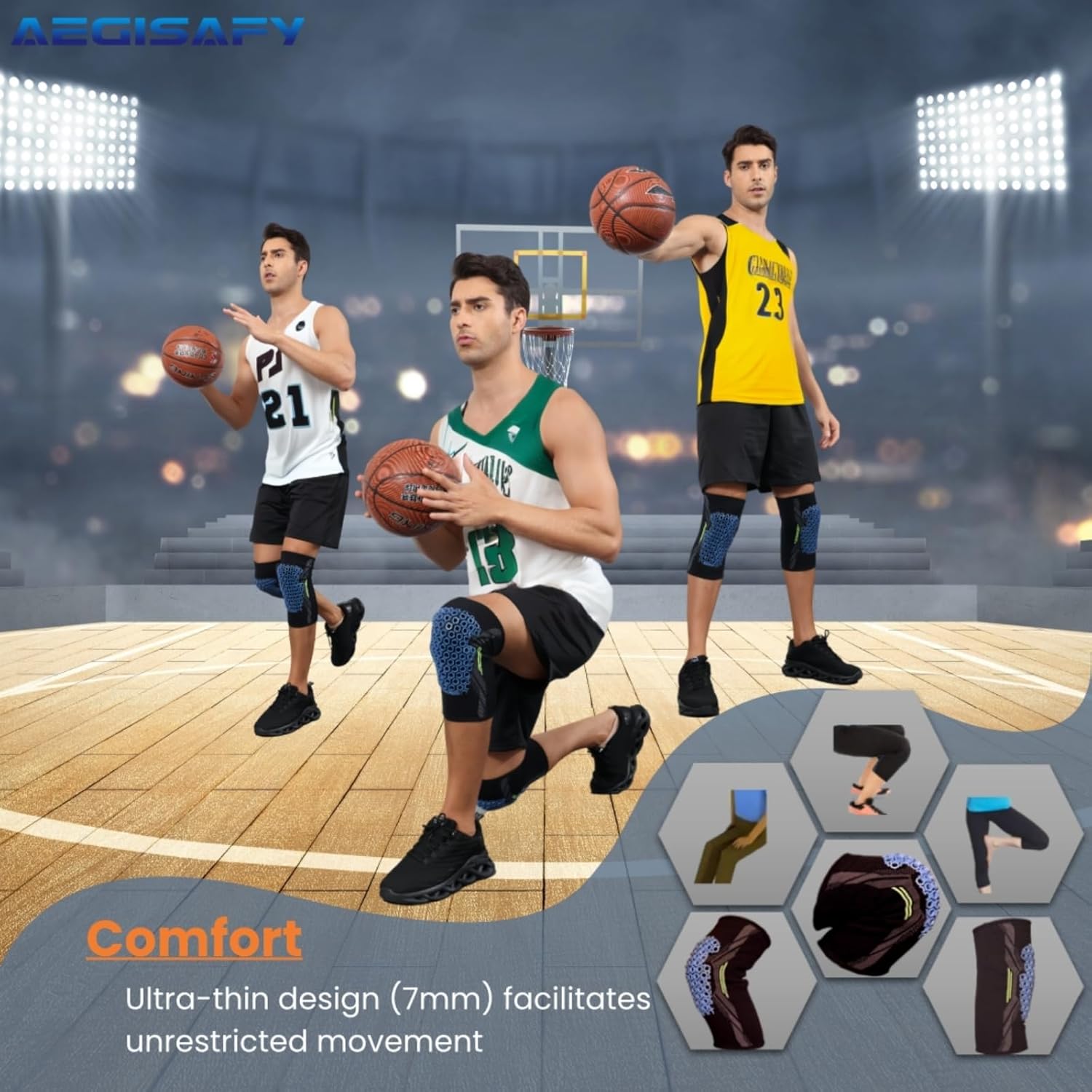 Knee Pads Brace for Men Women – Protective Gear for Volleyball, Basketball, Football, Yoga, Skating, Skateboard, Scooter & Bike – 2 Pack Breathable Knee Guards for Active Workouts