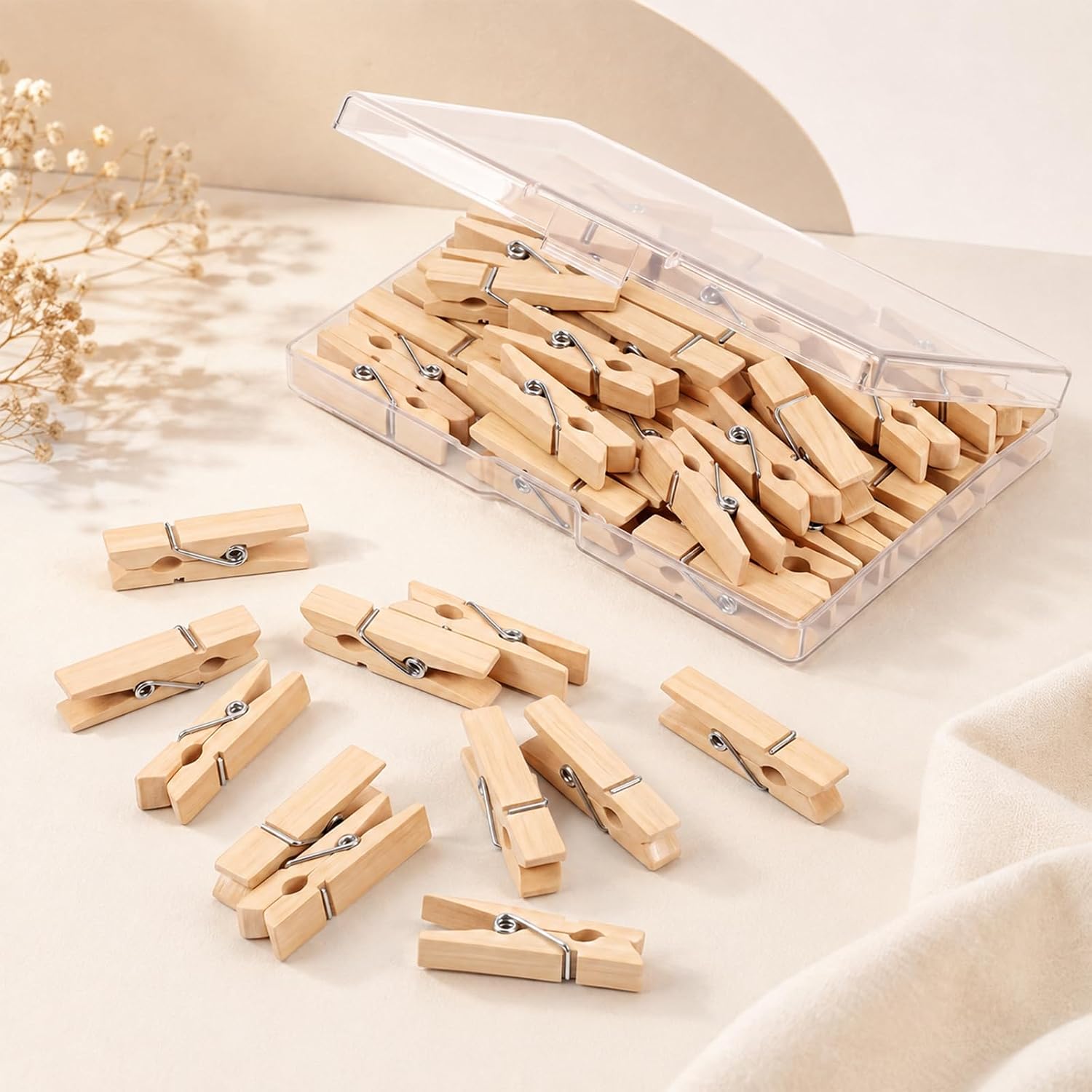 50PCS Mini Clothes Pins Wooden Small Wooden Clothespins Tiny Clothes Pins