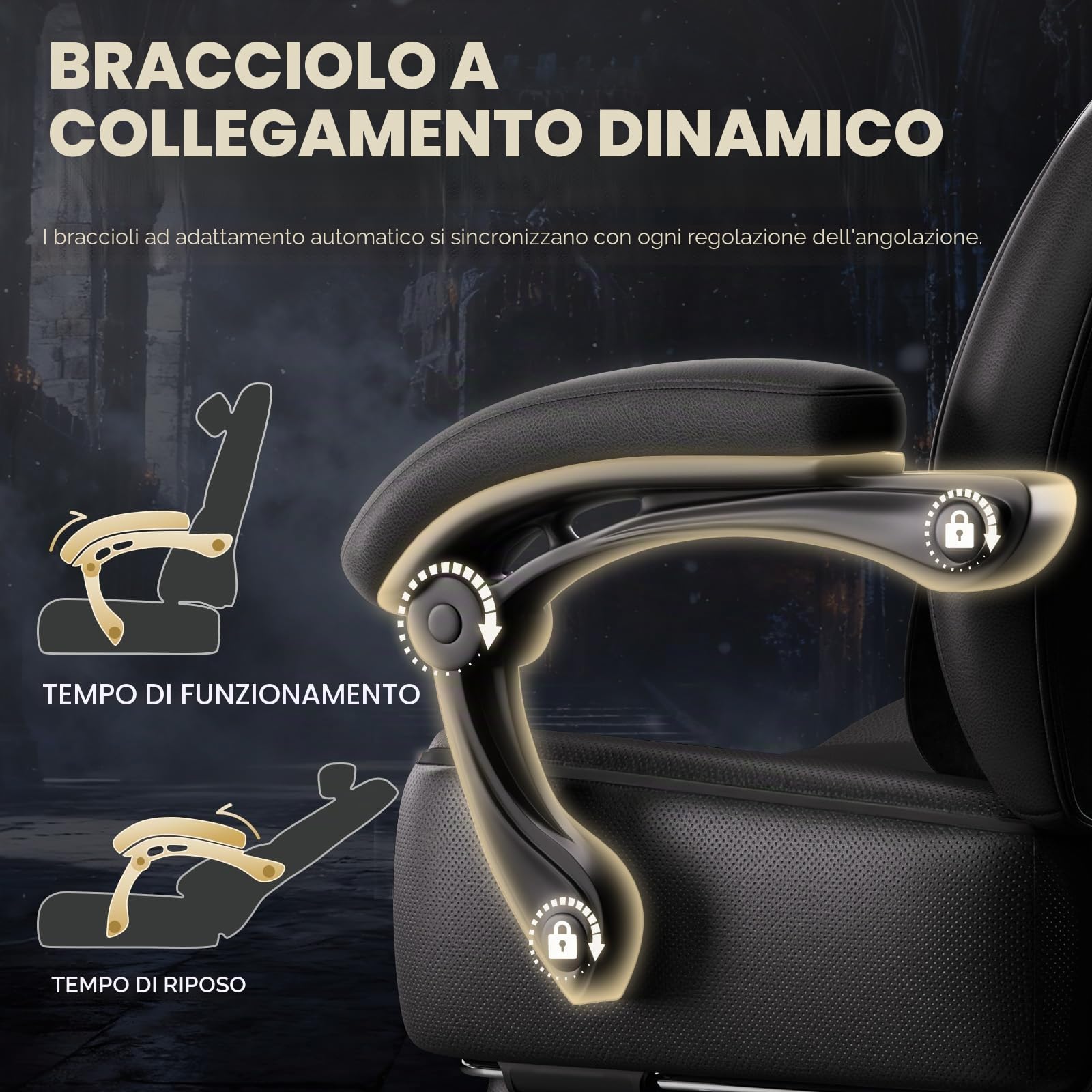 GTPLAYER Sedia da gaming, con poggiapiedi, cuscino lombare, poggiatesta, regolabile in altezza, braccioli regolabili con poggiapiedi, 200 kg, girevole, colore nero