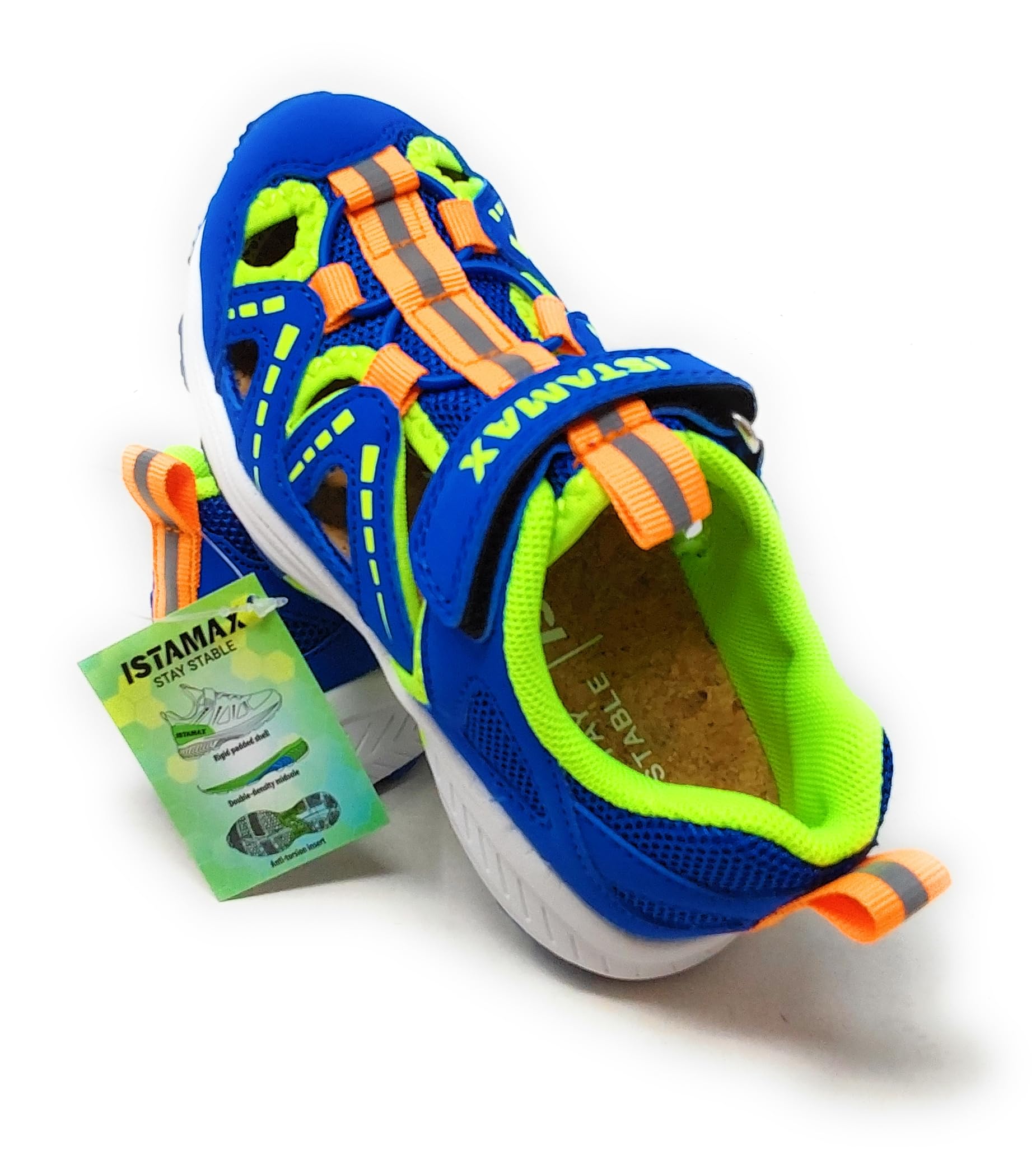 Scarpe Sportive Aperte Bambino IMCA3814,Mesh Traspirante,Blu Royal e Giallo Neon,A Strappo