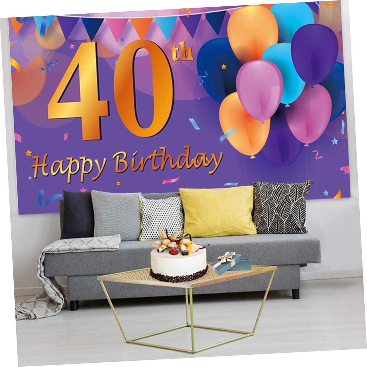 DOITOOL 3 Pièces bannière d'anniversaire pendentifs signe de fête d'anniversaire décor d'or décor photographie La bannière fournitures de fête