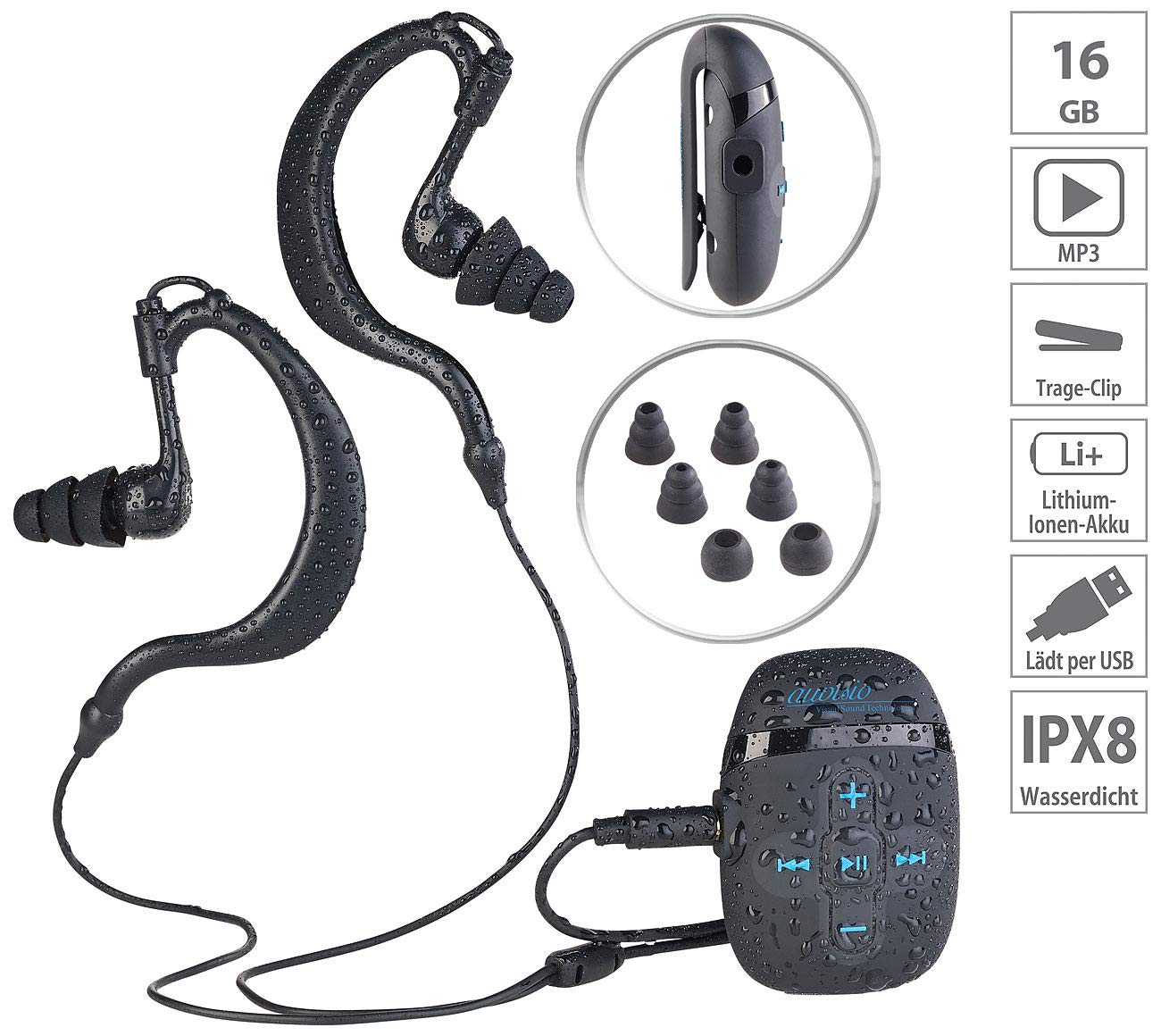 Lecteur MP3 étanche 8 Go DMP-450.x8 [Auvisio]