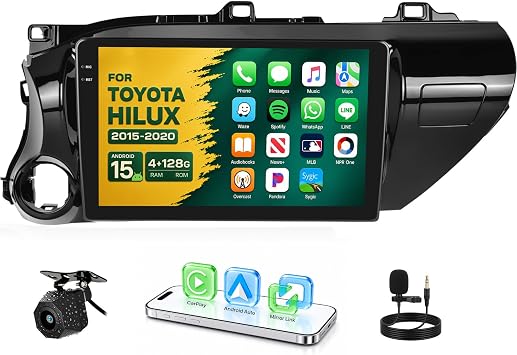 [4+128GB] Android 15 Car Radio Stereo for Toyota Hilux 2015-2020 with Wireless CarPlay Android Auto,10.1" Touch Screen Car Radio with Bluetooth GPS WiFi FM/RDS EQ SWC Backup Camera