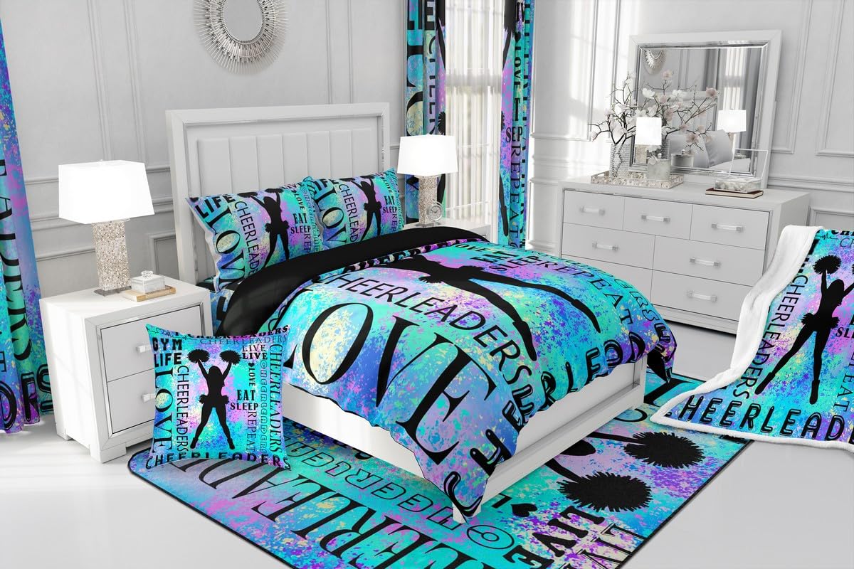 Cheer - Set di biancheria da letto super king size per bambini e bambine, con copripiumino blu, traspirante, morbido e leggero, in microfibra