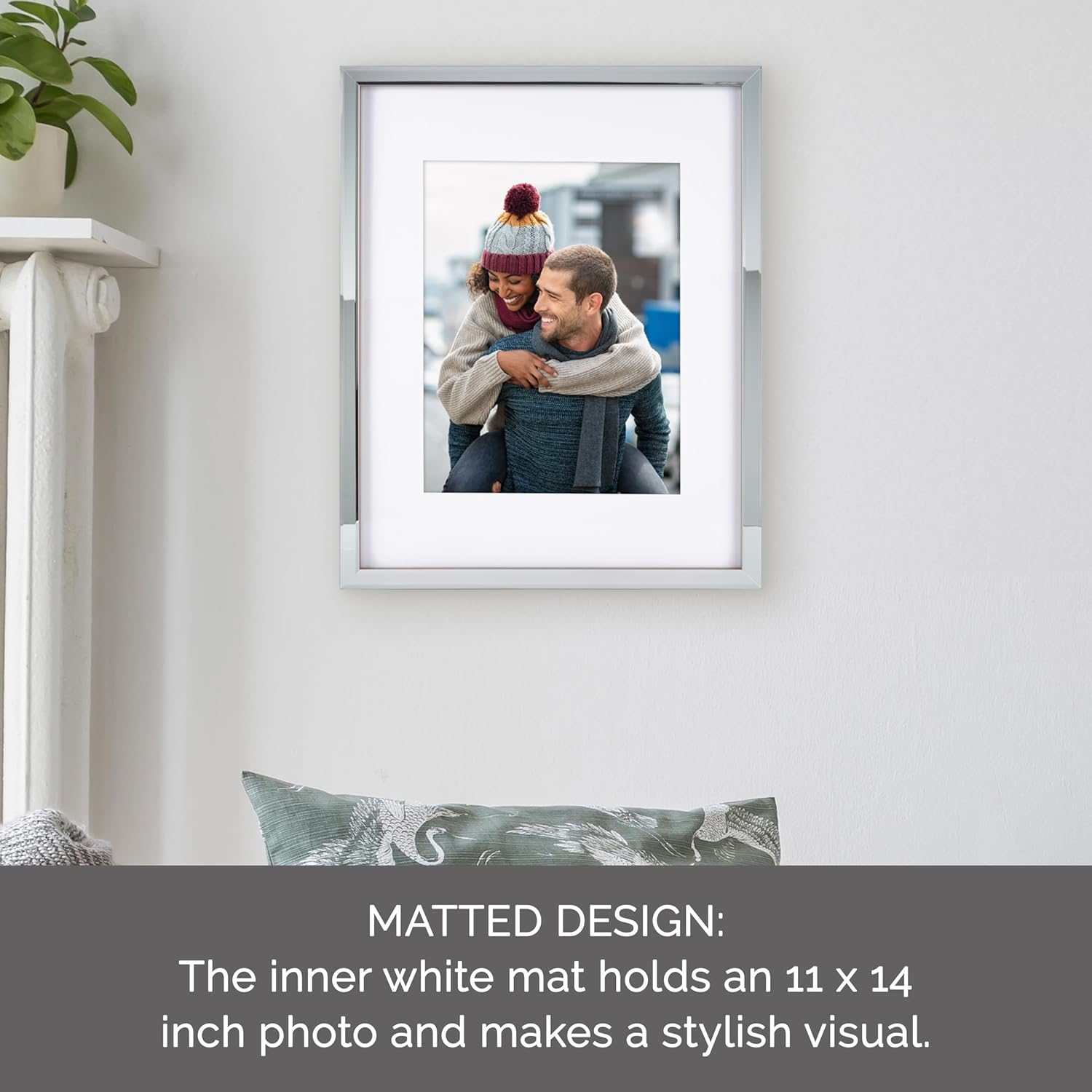 Mikasa Mirror Front with Walnut Sides Portrait Gallery Frame, Displays one 11x14 Photo With Mat and One 16x20 Photo Without Mat, 21.2x17.2x0.9 Inch