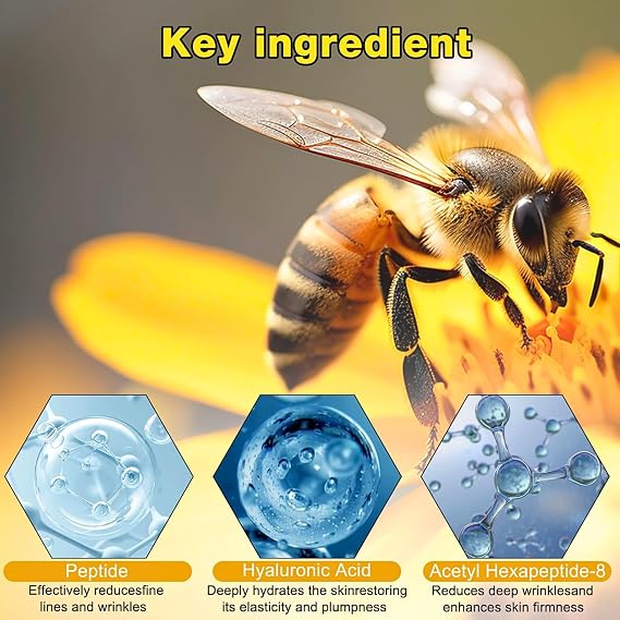 2Pcs Bee Venom Firming Face Care Cream, Wrinkle Removal Cream, Glow Lifting Serum & Nourishing Bee Venom Anti Aging Face Cream for Smoother-Looking Skin, Hydrating Daily Skincare Gift