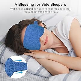 Gritin 100%Blackout Sleep Eye Mask for Women Men,Zero Eye Pressure Sleeping Mask-Ergonomic Design 3D Cutout Eye Movement and Eyelash Friendly Night Blindfold,Soft&Comfortable for Sleeping-Pacific Blue