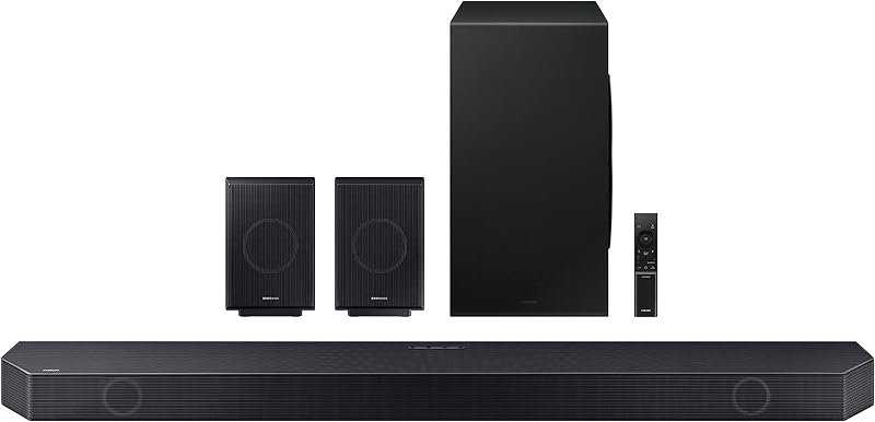 Barra de sonido Samsung HW-Q990C de 11.1.4 canales con Dolby Audio inalámbrico, parlantes traseros incluidos con Q-Symphony, SpaceFit Sound Pro, sonido adaptable, Game Mode Pro, Airplay 2, AVA, Alexa incorporado | Audio Dolby inalámbrico, parlantes traseros incluidos con Q-Symphony, SpaceFit Sound Pro, sonido adaptable, Game Mode Pro, Airplay 2, AVA