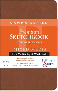 ستيلمان & أمبير ؛ Birn Gamma Series Softcover Sketchbook، 3.5 & # 34؛ x 5.5 & # 34 ؛، 150 GSM Heavyweight، Ivory Paper، Medium Grain Surface