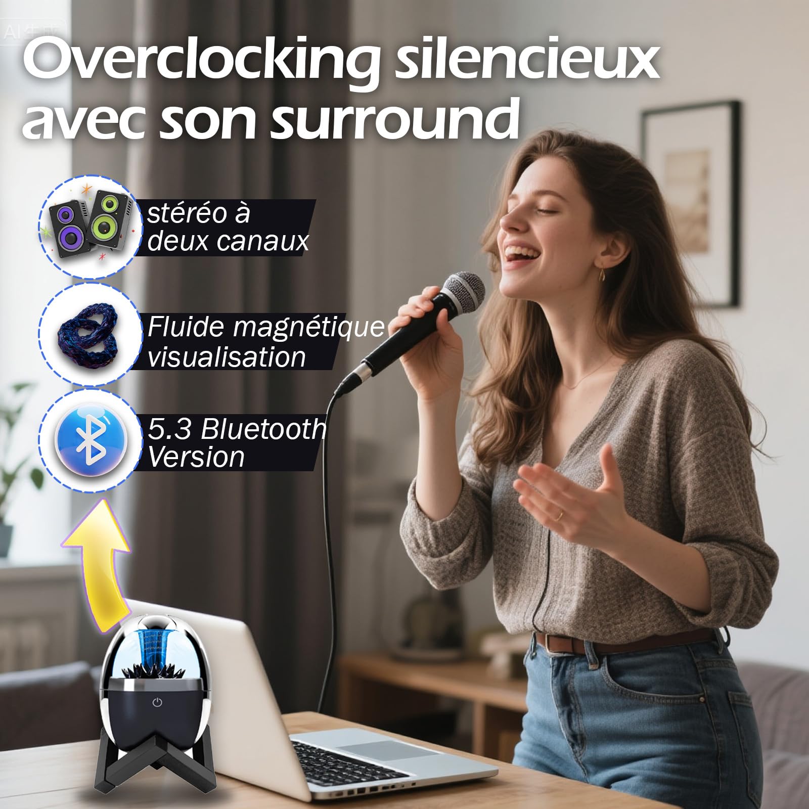 Enceinte à ferrofluide dansant,Haut-parleur Bluetooth à fluide magnétique avec visualiseur audio et lumière LED-Jouet de bureau inspiré de Venom,idéal pour le bureau,les études,la passion des science