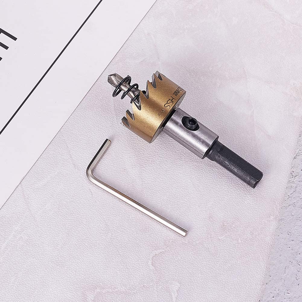 Auniwaig 25mm HSS Hole Saw Kits for Metal, High-Speed Steel Hole Saw Cutting Kit Drill Bits Opener Cutter Tool, for Cutting Holes on Wood, Stainless Steel, Iron, Aluminum Plate, Gold
