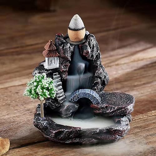 Miniatura 3 de Quemador de incienso de reflujo, soporte de incienso en cascada, soporte de incienso de torre de montaña, adorno de resina para aromaterapia,