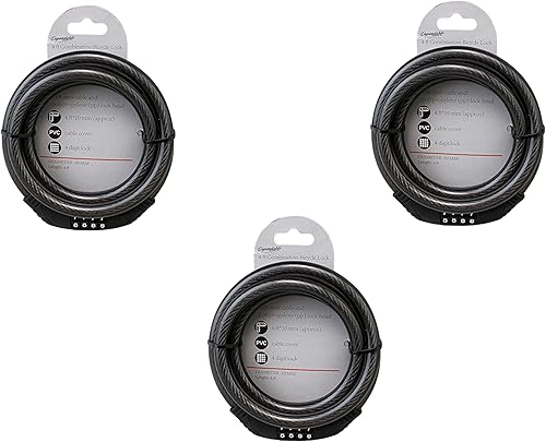 Miniatura 12 de Candado de bicicleta de combinación de acero flexible de 4 pies con mecanismo de autoajuste, 0.394 pulgadas de grosor con cubierta de PVC, código