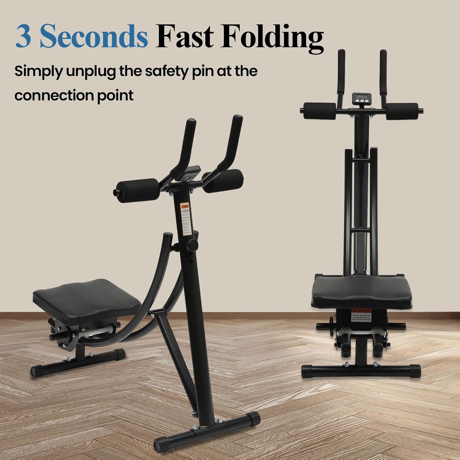 Ab Machine Abdominal Workout Machine Home Gym Exercise Machine with LCD Display, Slope Adjustment Fitness Equipment Silent Roller Core Strength Trainers for Abdomen Arms Back Legs Exercise