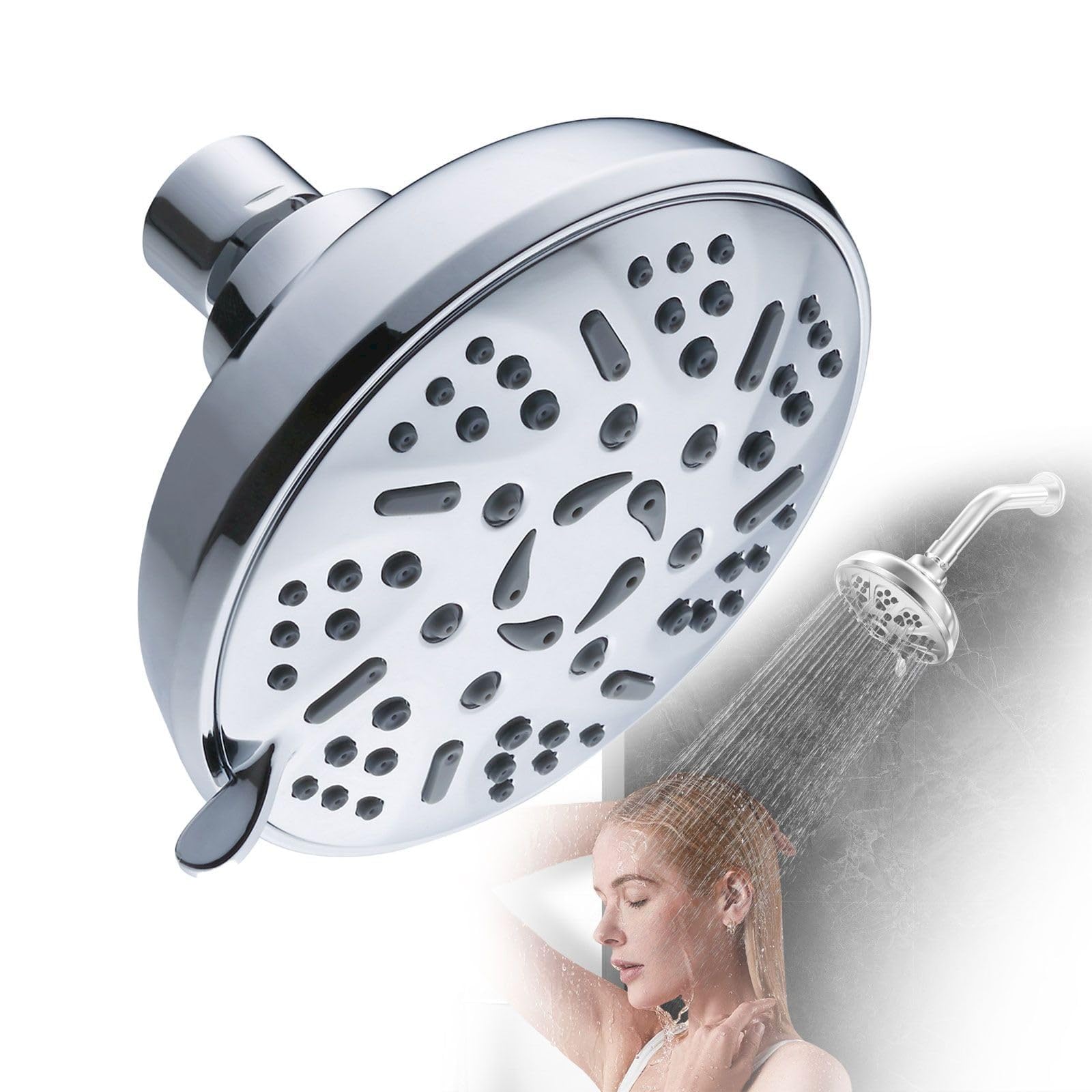 Douche pluviale à buses rotatives métalliques réglables 360°