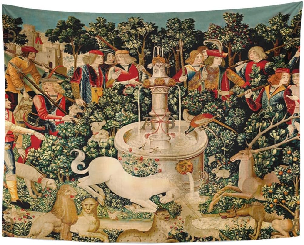 Semtomn Tapestry Wall Hanging, 60x80 Inches, Home Decor, Medieval Unicorn