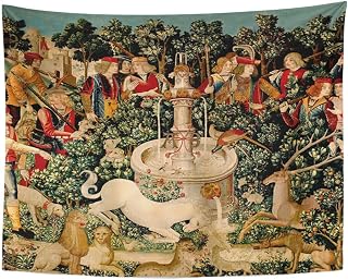 Semtomn Tapestry Artwork Wall Hanging Unicorn Tapestries Medieval Hunt Found Mythical Creatures 60x80 Inches Home Decor Tapestries Mattress Tablecloth Curtain Print
