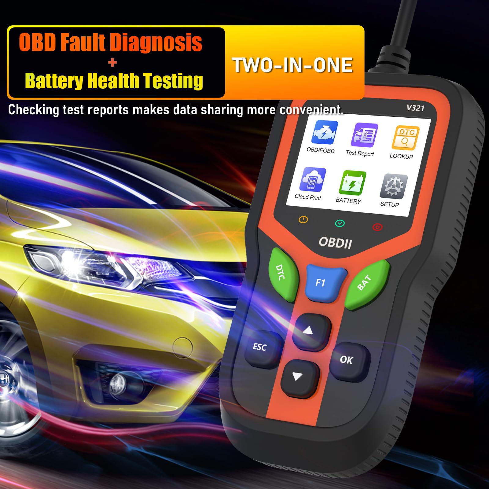 OBD2 OBD2 OBD-diagnoza OBD ondersteunt meerdere talent: OBD EOBD diagnosescanner voor alle voertuigen - professioneel OBDII-diagnosegereedschap voor het bewaken van het motorcontrolelampje
