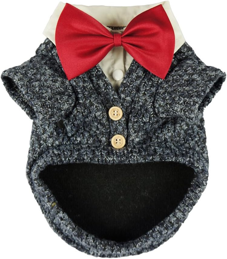 Fitwarm Knitted Dog Sweaters Coats Winter Jackets Pet Clothes + Wedding Bow Medium