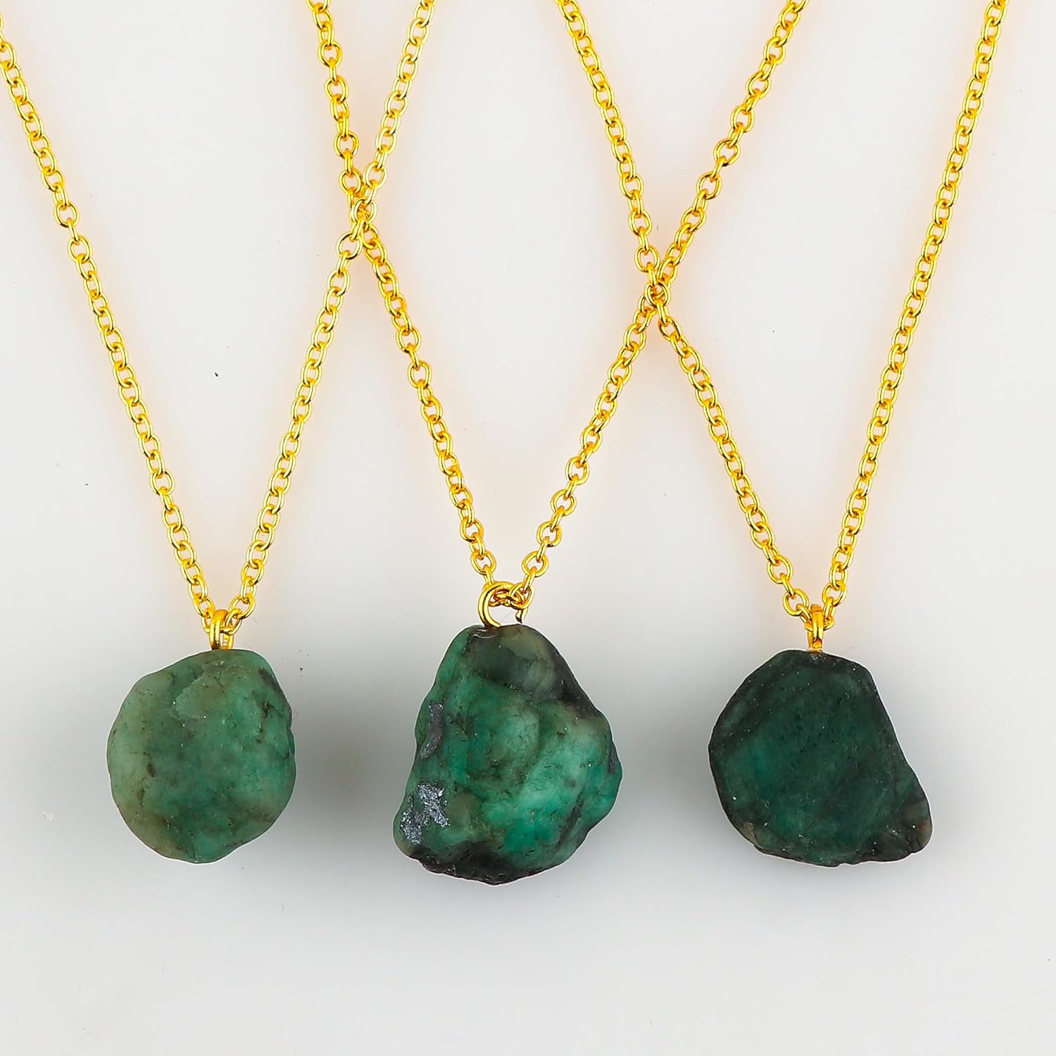 Handmade Pendant Necklace – Natural Raw Emerald – Heart Chakra & Emotional Renewal – Gold Plated – Dainty Dangle – 18 Inch Adjustable – Christmas Gift for Her - Image 3