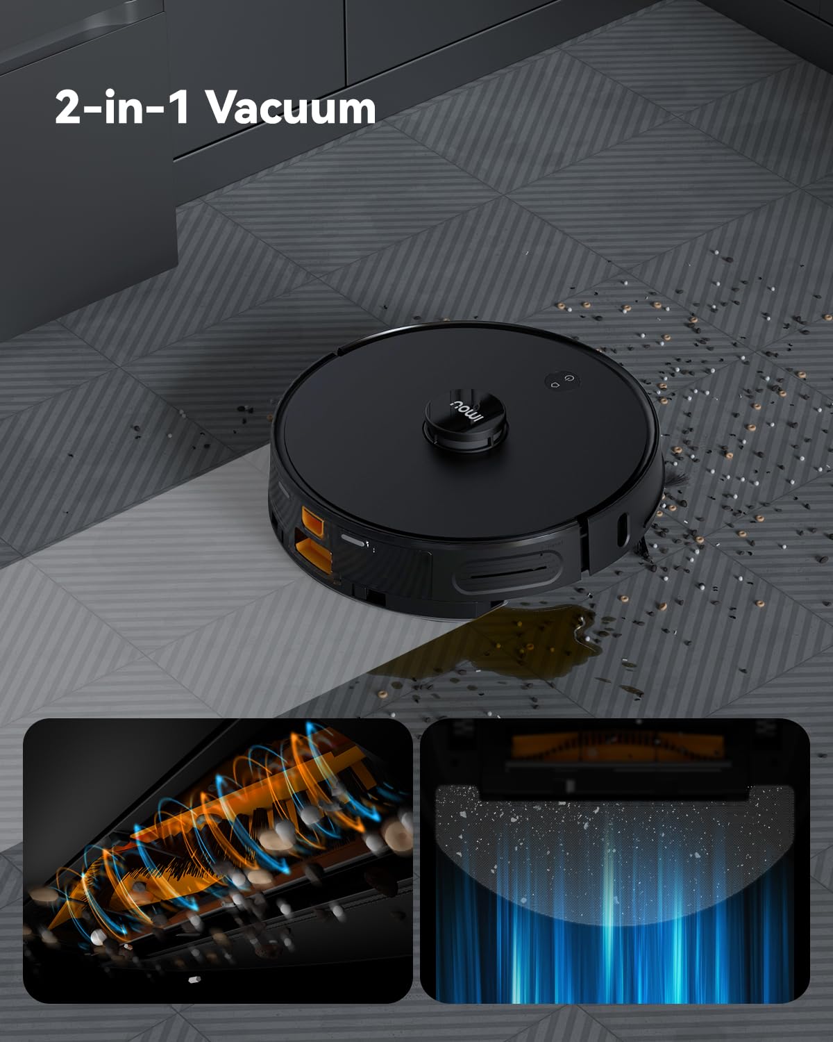 Imou Robot aspirapolvere 4500Pa RV1 aspirapolvere robot 2 in 1, ricarica automatica da 3200mAh, Navigazione LiDAR, APP