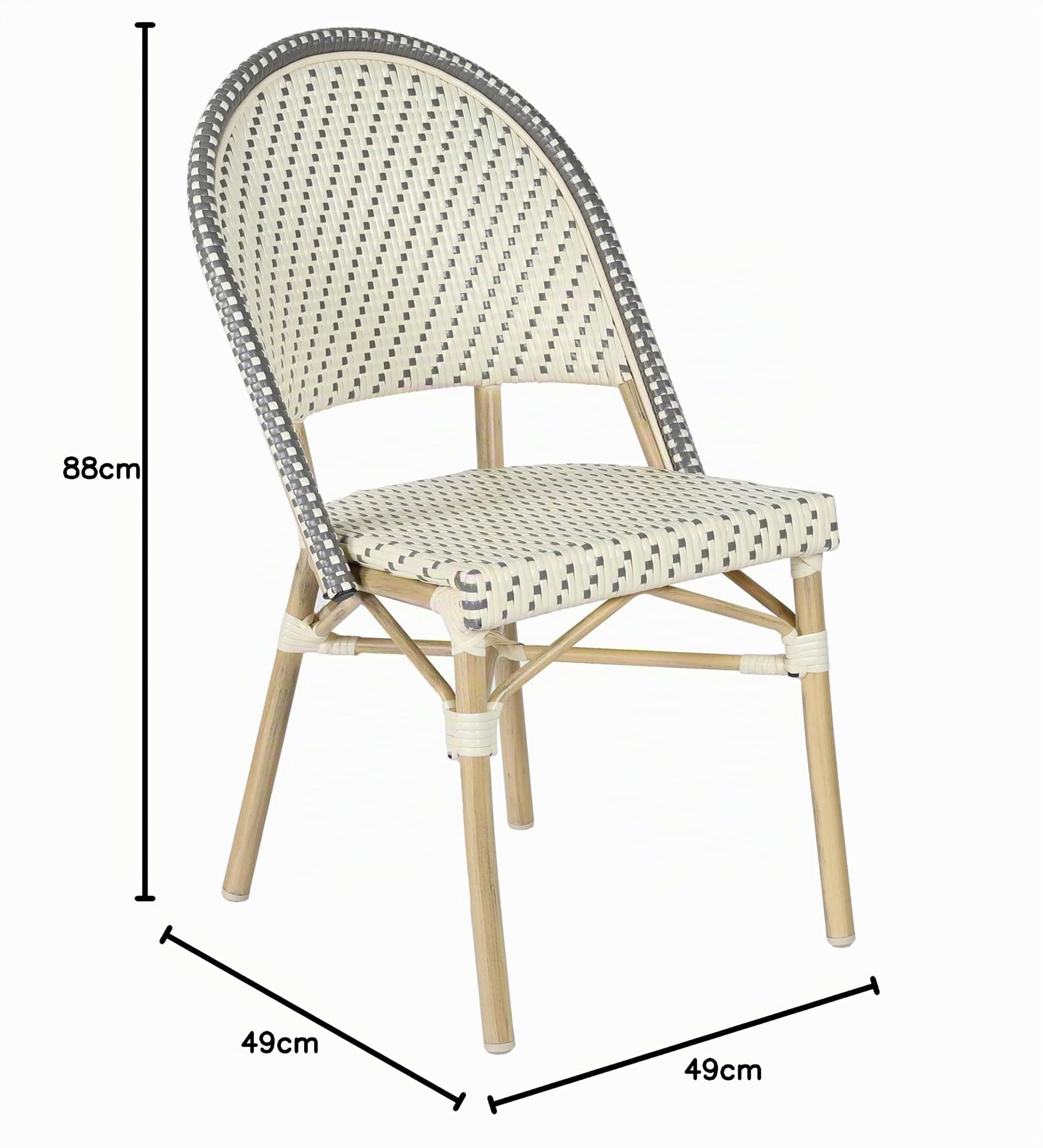 Oviala Chaise de terrasse bistrot Parisien en Aluminium et rotin Gris