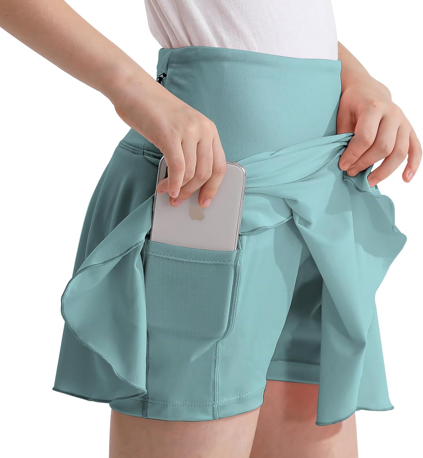 OEBLD Girls Athletic Skort High Waist Tennis Skirts with Shorts Butterfly Ruffle School Skirts with Pockets - Image 5