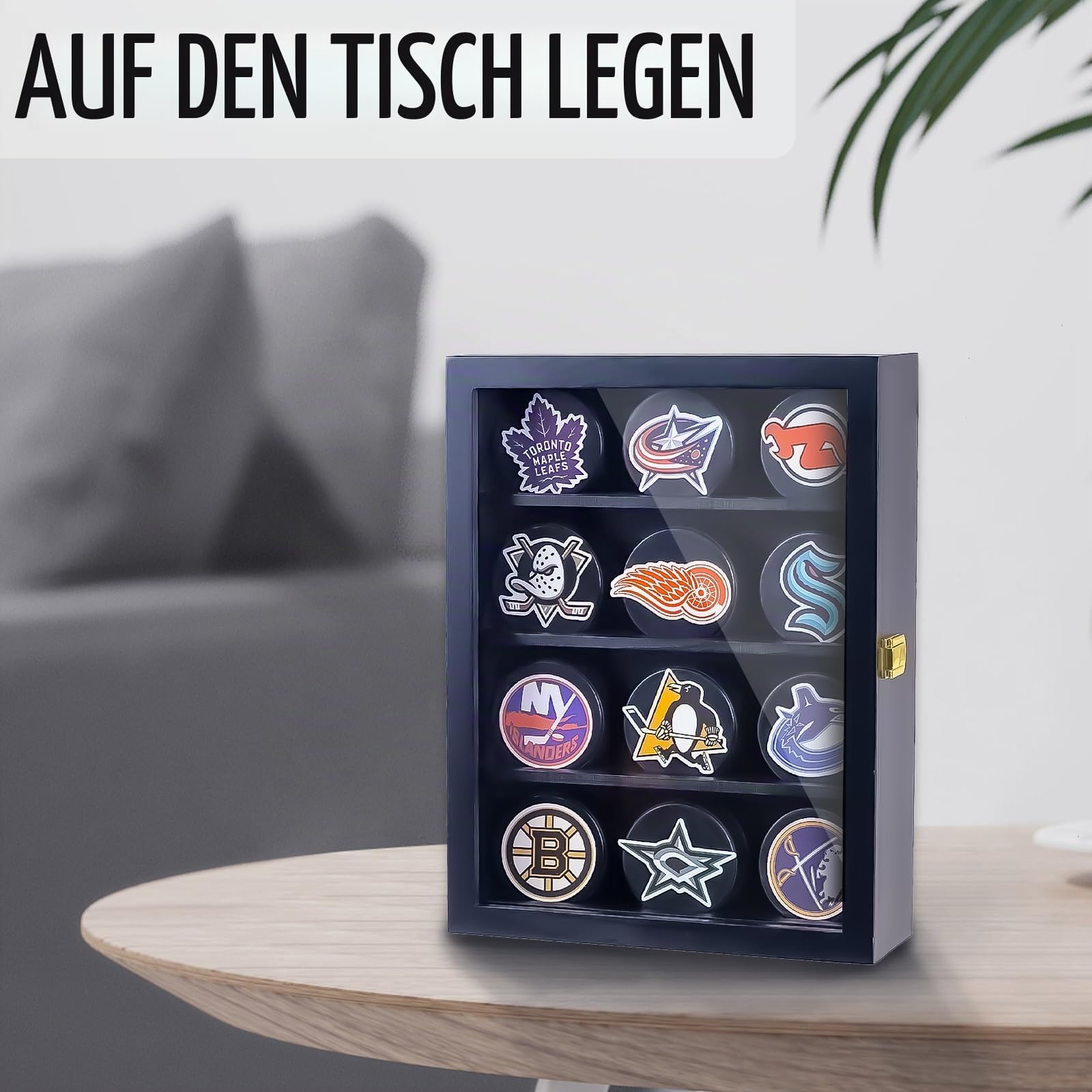 Hockey-Puck-Vitrine, Hockey-Puck-Vitrine, Wandhalterung, Hockey-Puck-Halter, Hockey-Puck-Präsentationsbox, Hockey-Puck-Schattenbox, 12 Stück