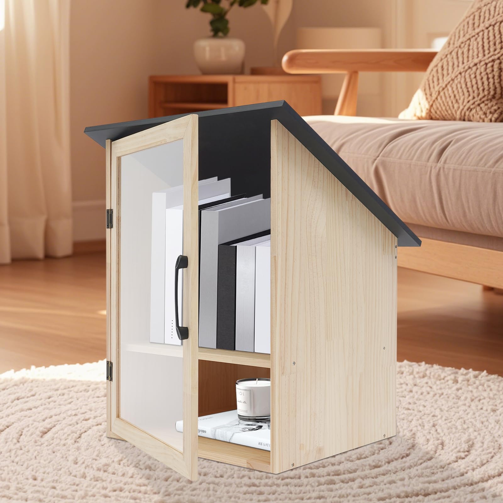 2 Ebenen Holzfarbe Bücherregal Bücherbox Regal Bücherregal Regale Möbel Kallax Regal Aufbewahrungsbox Mit Deckel Aufbewahrungsbox Schrank Aufbewahrungsboxen für Wohnzimmer und Garten